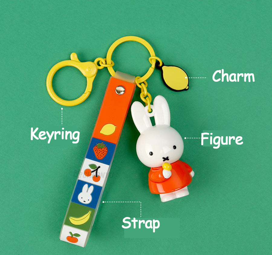 Miffy Figure Keyring & Charm – Pastel & Fruits Random