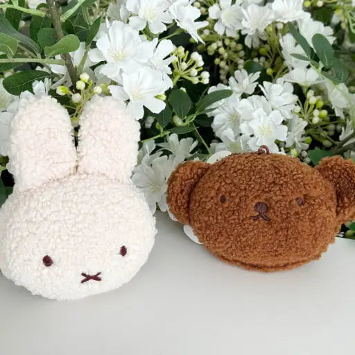Miffy & Boris Plush Mirror Keychain – Soft Sherpa Edition