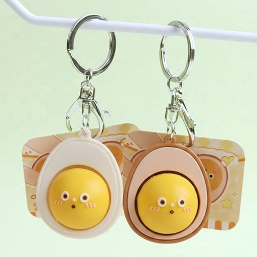 Boiled Egg vs Roasted Egg Clicker Key cap Keychain - Luckyplanetusa