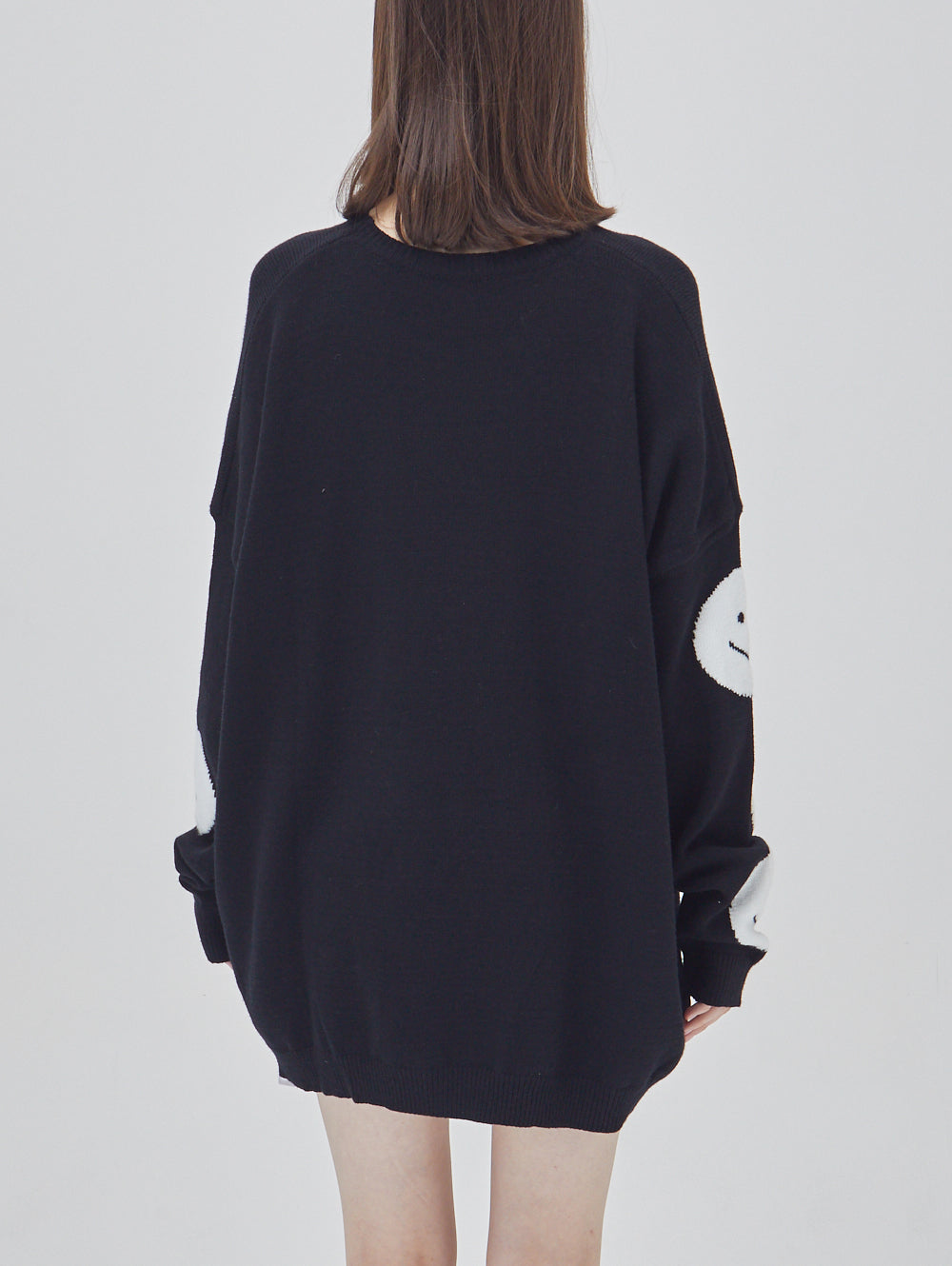 Happy Face Oversized Intarsia Knit Sweater