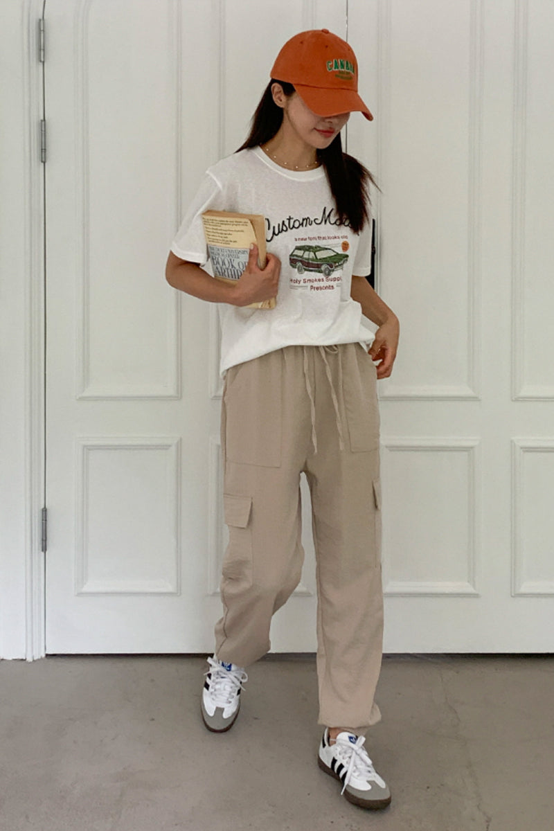 Linen Touch Utility Cargo Jogger Pants - Luckyplanetusa
