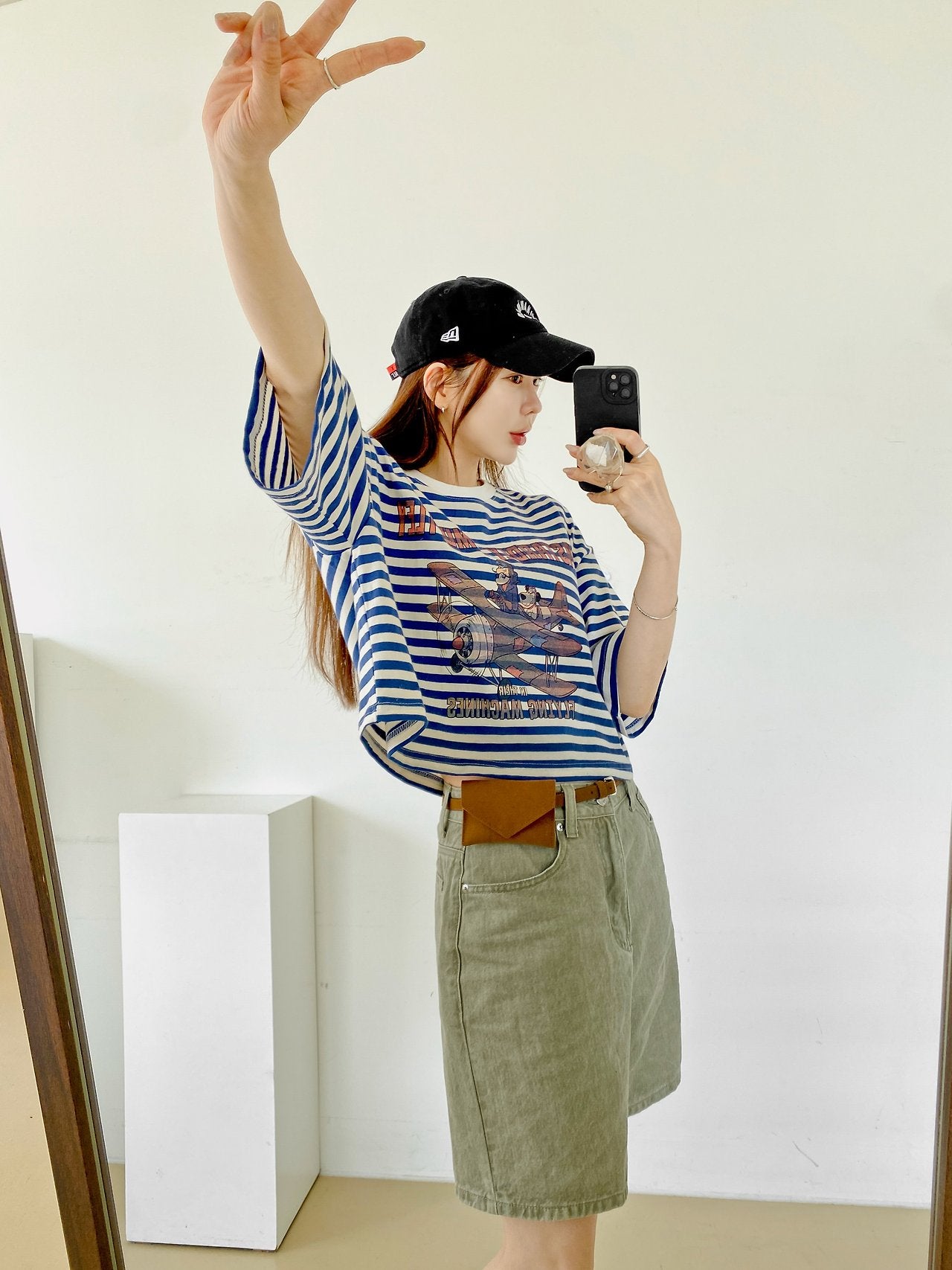 Vintage Pilot Stripe Crop Tee - Luckyplanetusa