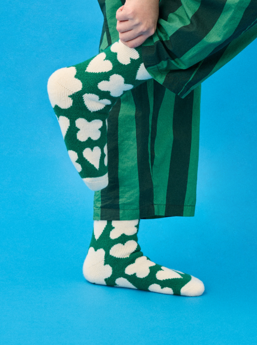 DRP Lounge Sleep Socks – Lucky Hearty Green