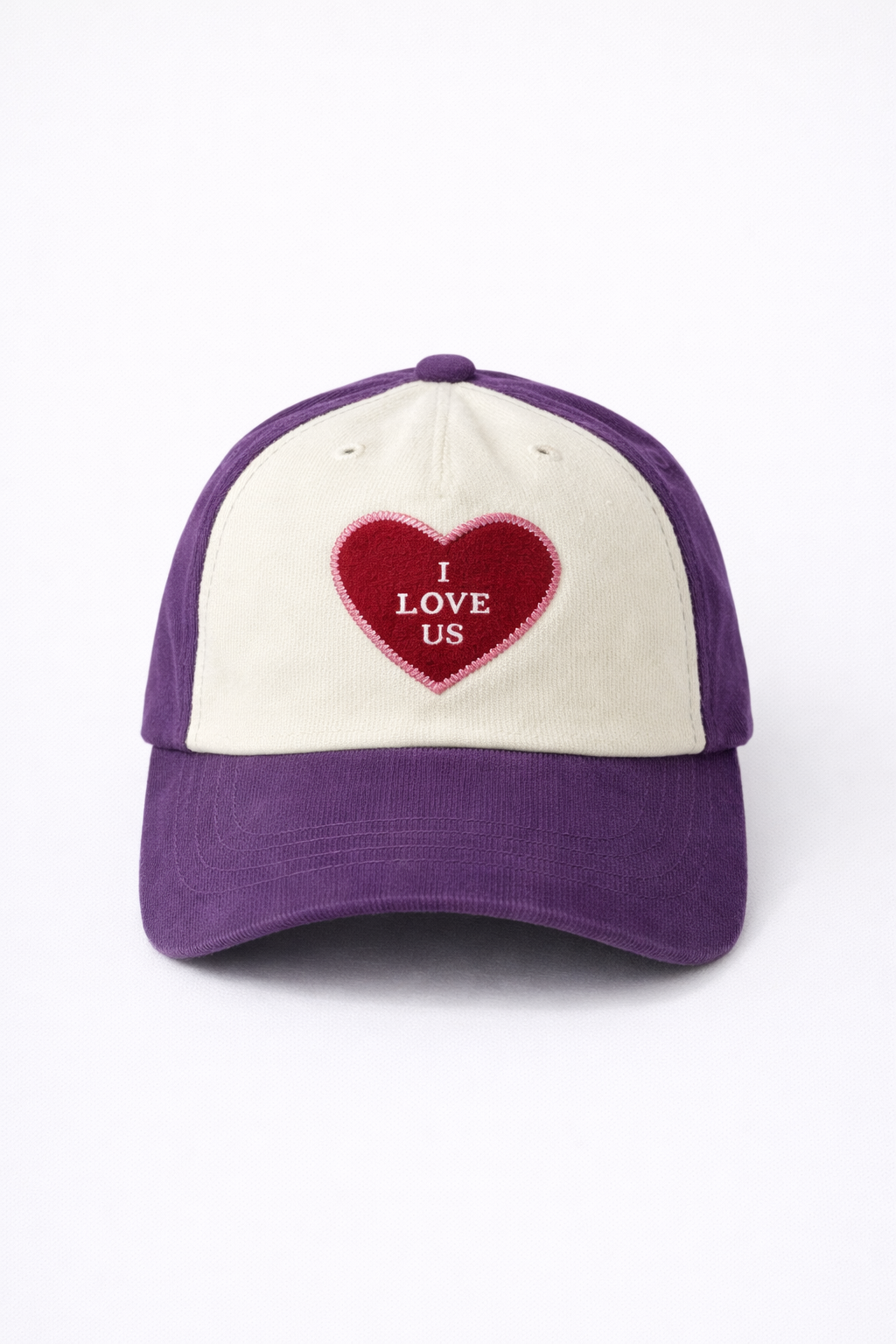 I Love Us Heart Patch Corduroy Ball Cap Unisex 4 Colors