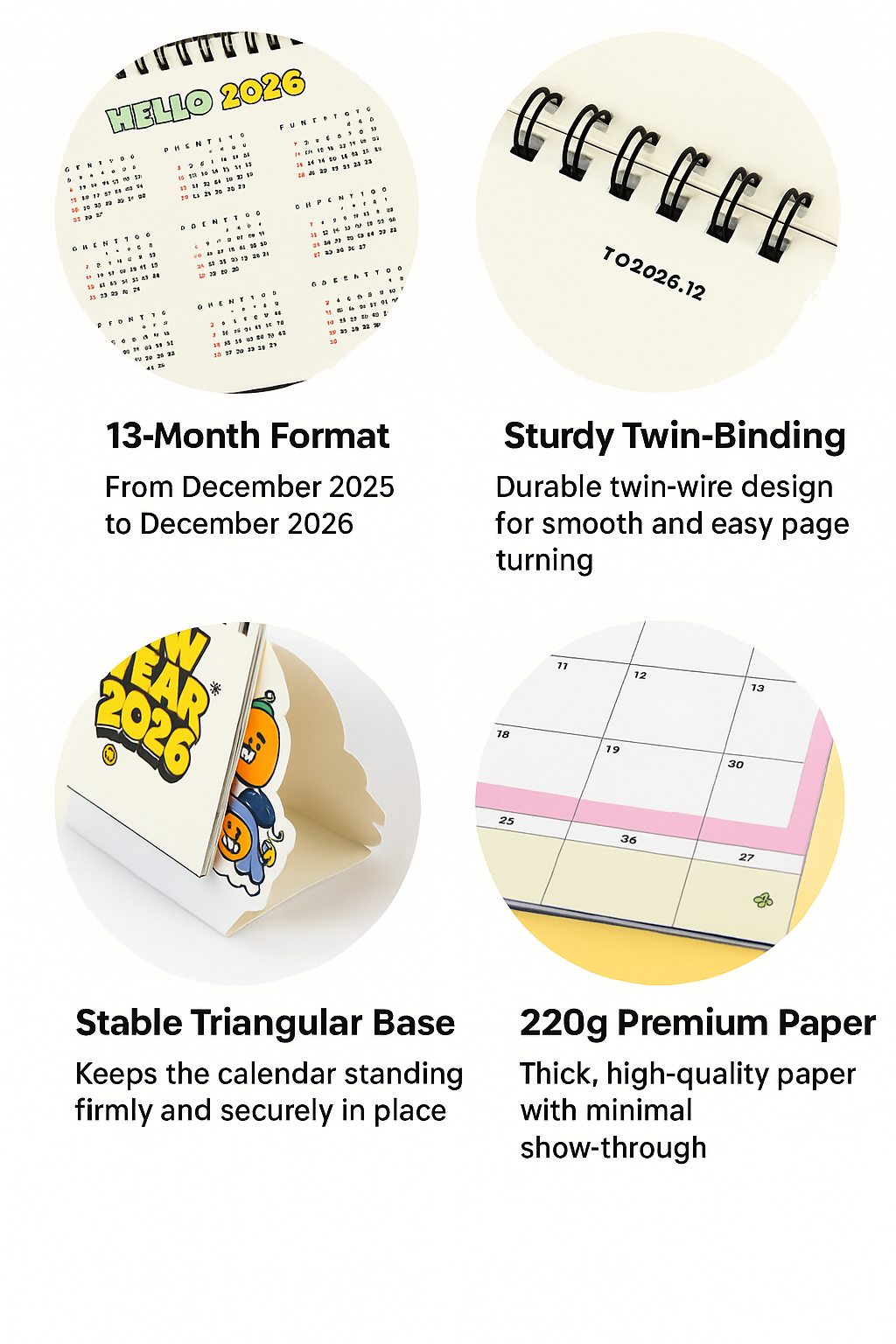 Kakao Friends 2026 Basic Desk Calendar — Bright & Fun Everyday Design