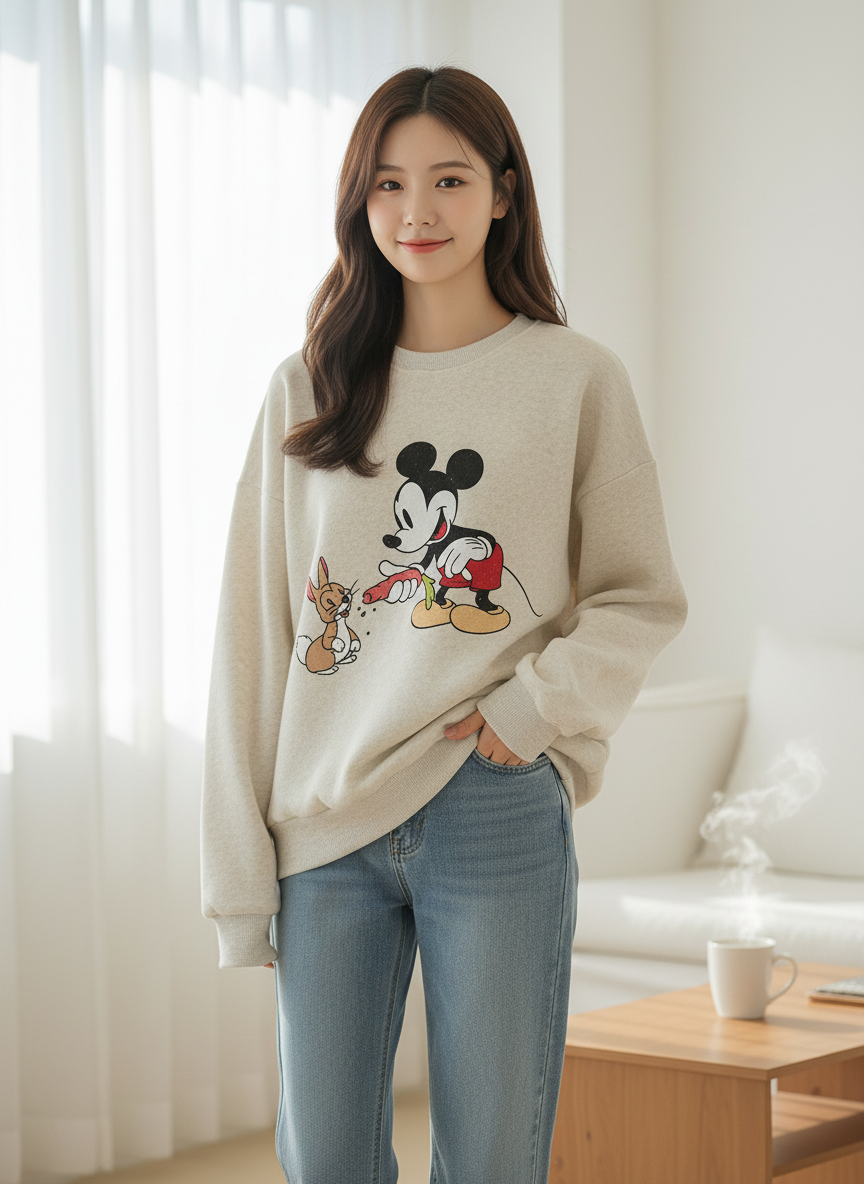 Mickey & Friends Cozy Fleece Sweatshirt Made in Korea Disney officially licensed