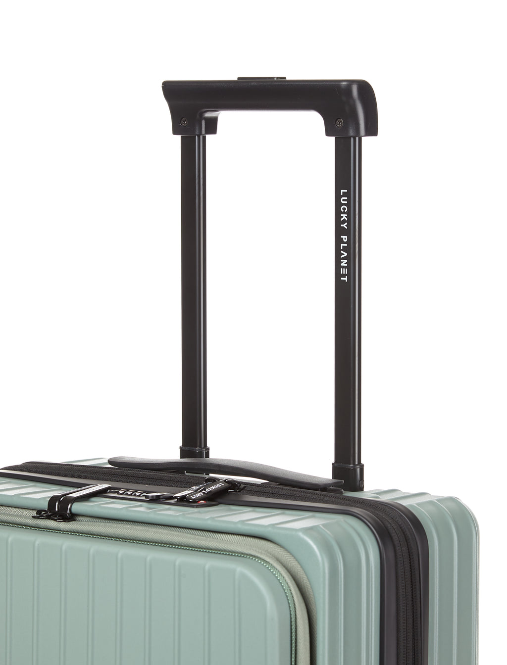 Gobeyond carry on suitcase Green with laptop pocket and cup holder