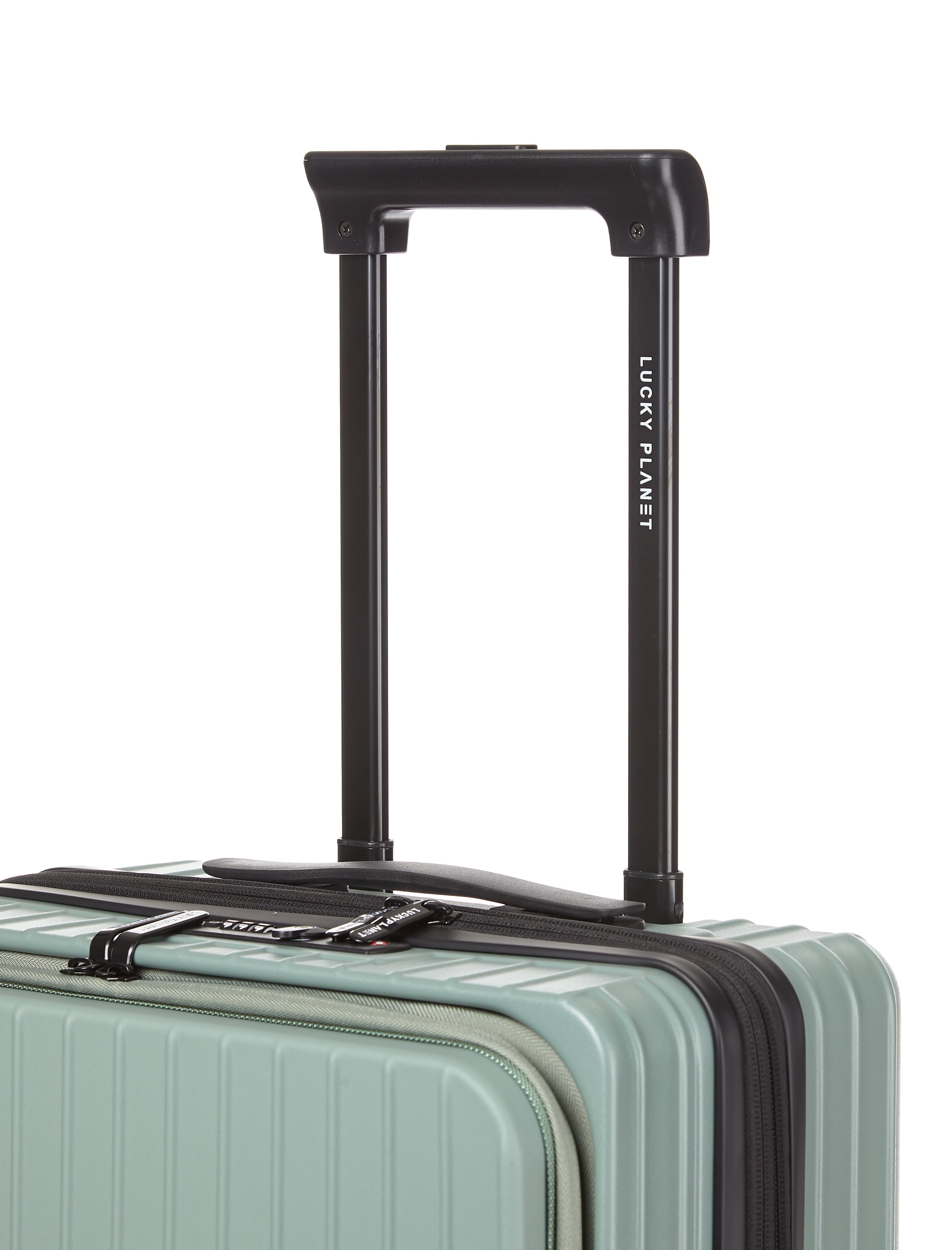 Gobeyond carry on suitcase Green with laptop pocket and cup holder