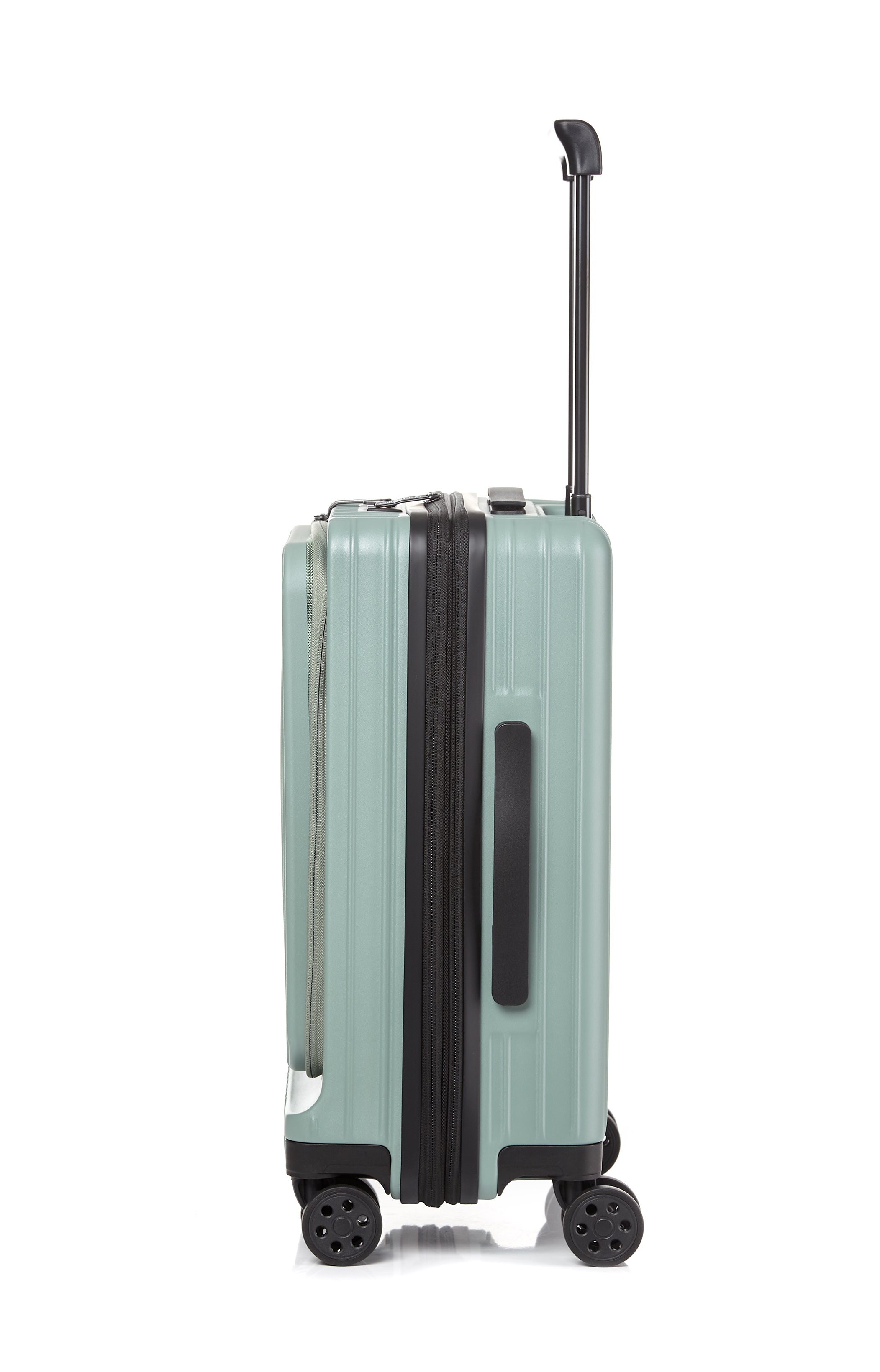 Gobeyond carry on suitcase Green with laptop pocket and cup holder