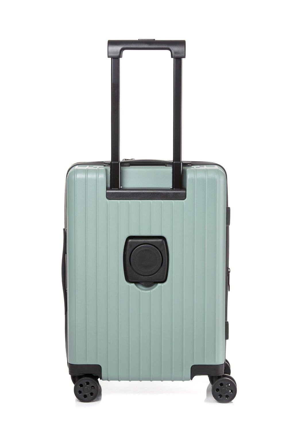 Gobeyond carry on suitcase Green with laptop pocket and cup holder