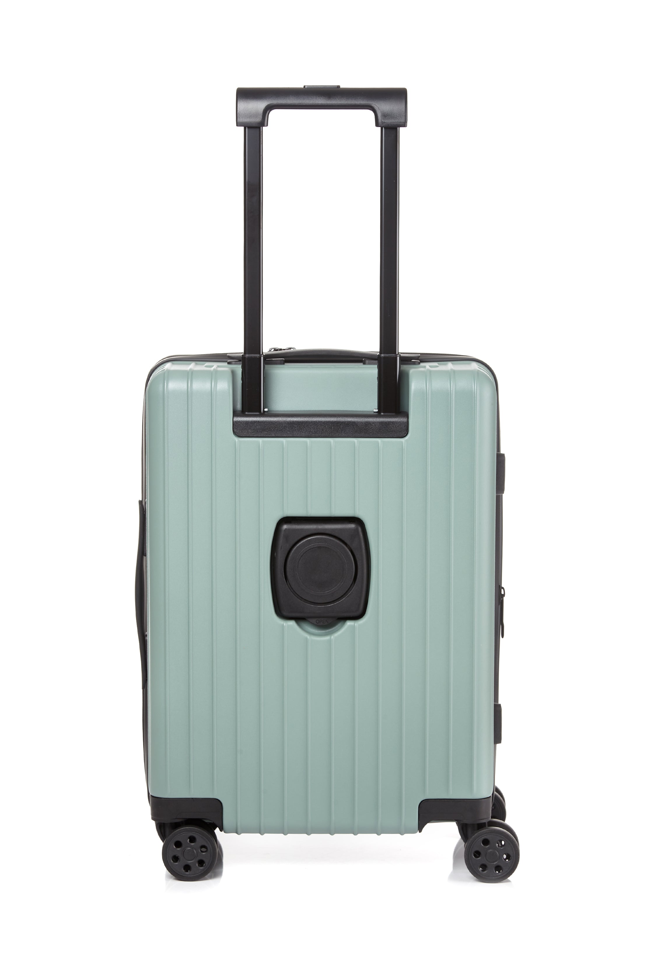 Gobeyond carry on suitcase Green with laptop pocket and cup holder
