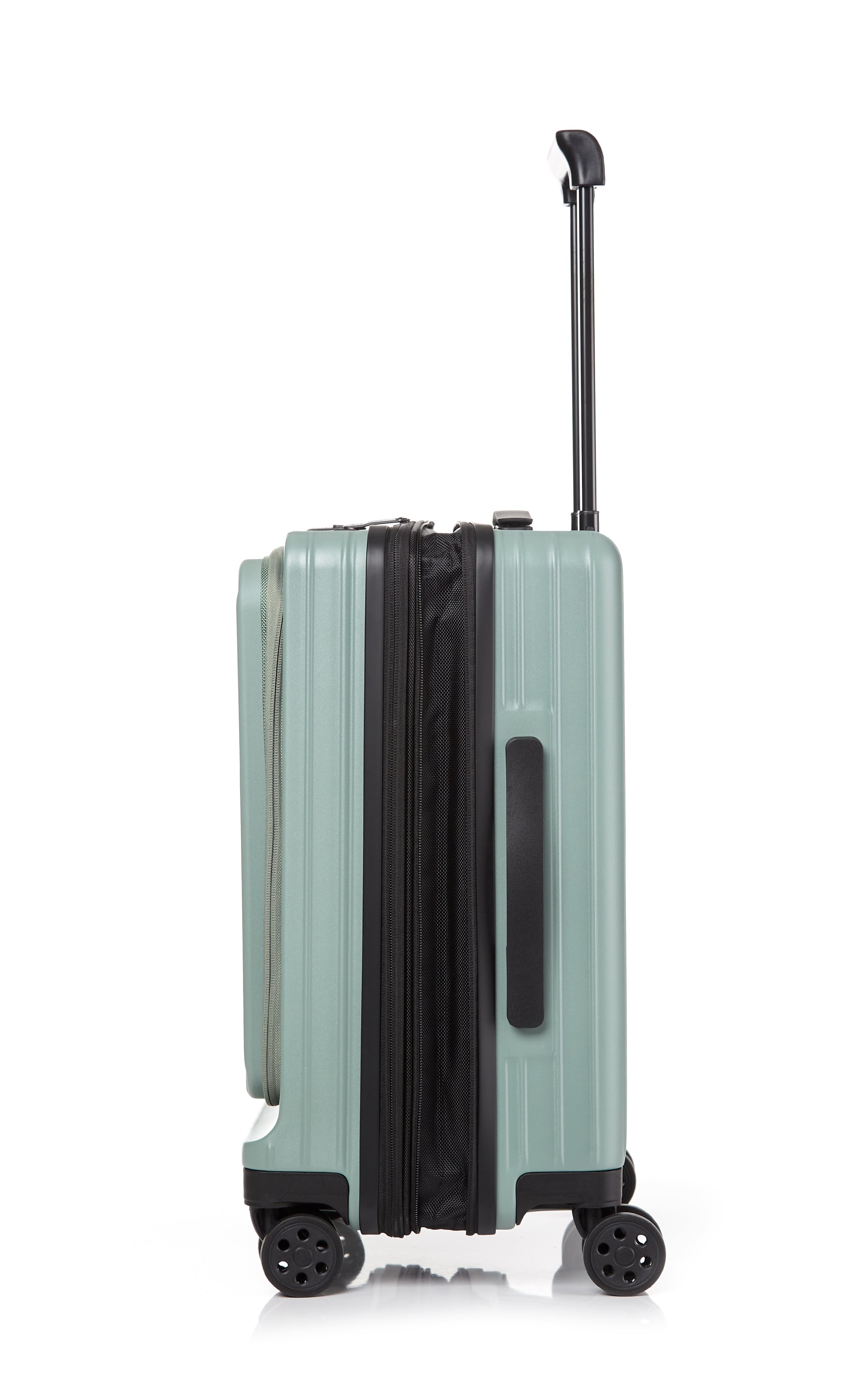 Gobeyond carry on suitcase Green with laptop pocket and cup holder