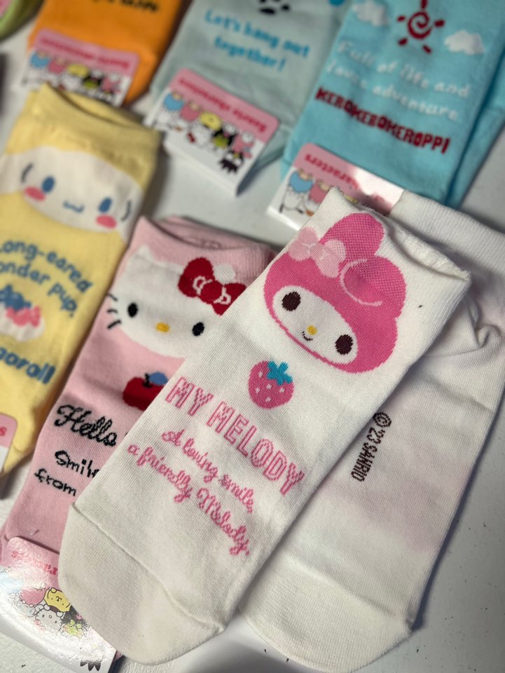 Sanrio No show sneakers Cotton Socks-Official Kuromi, Cinnamoroll, My melody, gudetama- Stretch Socks, School shoe socks