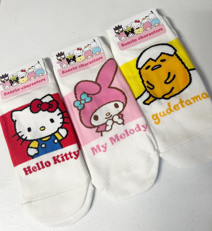 Sanrio No show sneakers Cotton Socks-Official Kuromi, Cinnamoroll, My melody, gudetama- Stretch Socks, School shoe socks