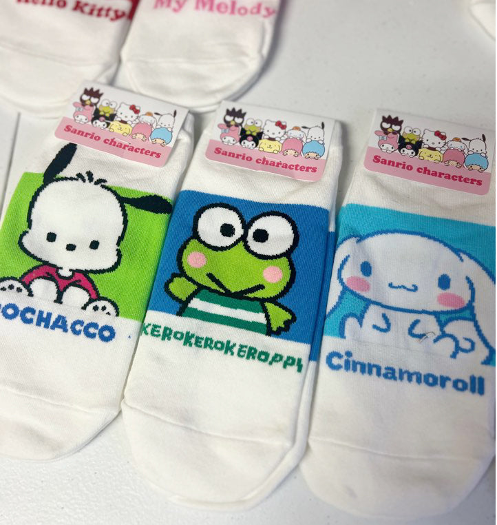 Sanrio No show sneakers Cotton Socks-Official Kuromi, Cinnamoroll, My melody, gudetama- Stretch Socks, School shoe socks