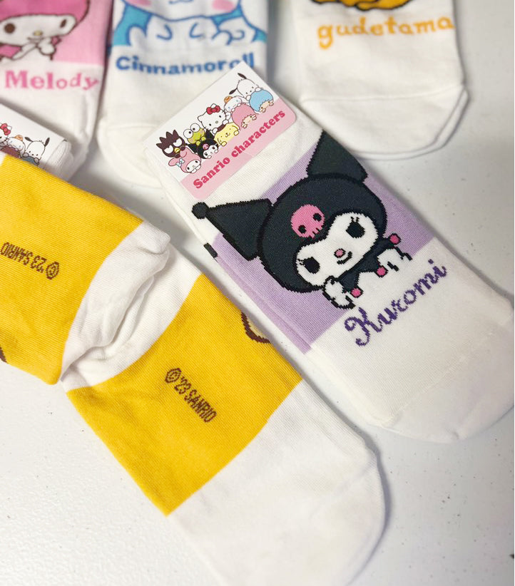 Sanrio No show sneakers Cotton Socks-Official Kuromi, Cinnamoroll, My melody, gudetama- Stretch Socks, School shoe socks