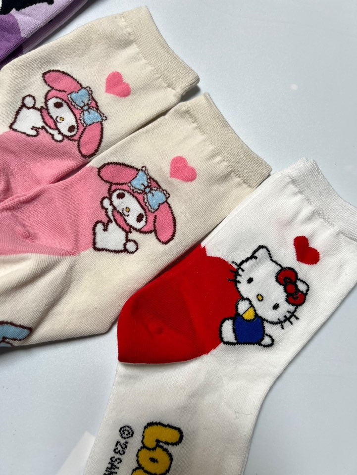 NEW Sanrio LOVE Ultra Soft Socks-Kuromi, Pochaco, Cinnamoroll, My Melo ...