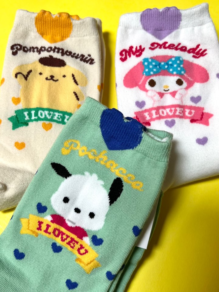 NEW Sanrio Heart Mark Cotton Ultra Soft Ankle Socks-I Love You Message