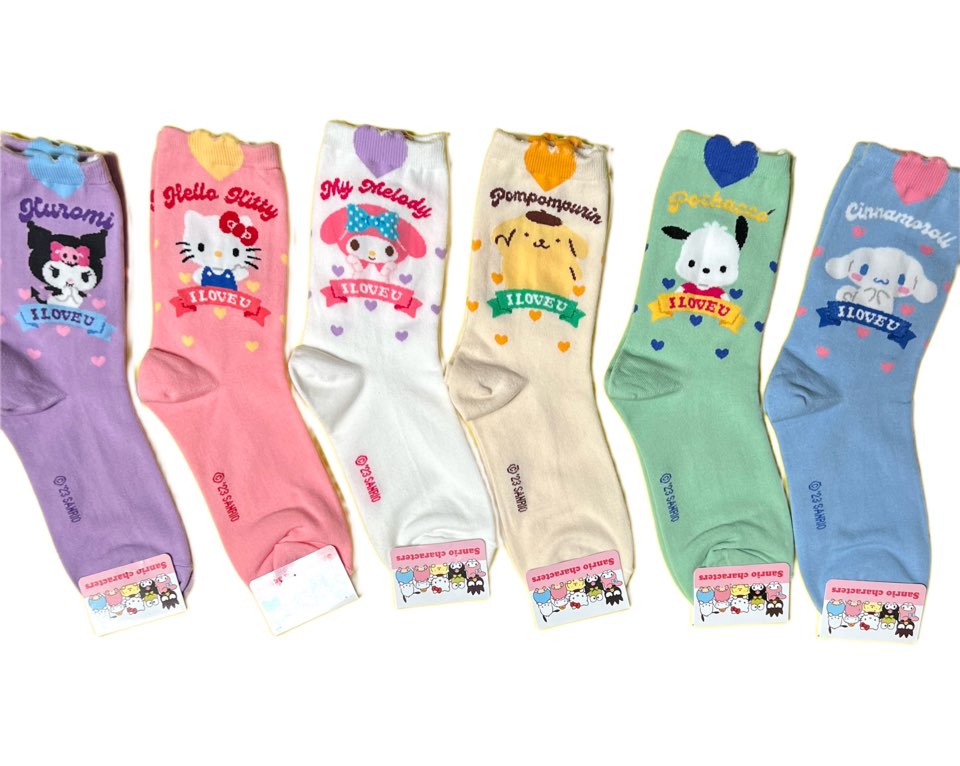 NEW Sanrio Heart Mark Cotton Ultra Soft Ankle Socks-I Love You Message