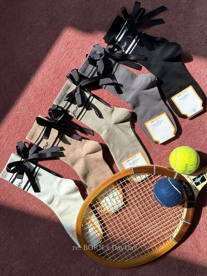 Balletcore Back Ribbon Ankle Socks- Lovely Unique tennis Socks - Luckyplanetusa