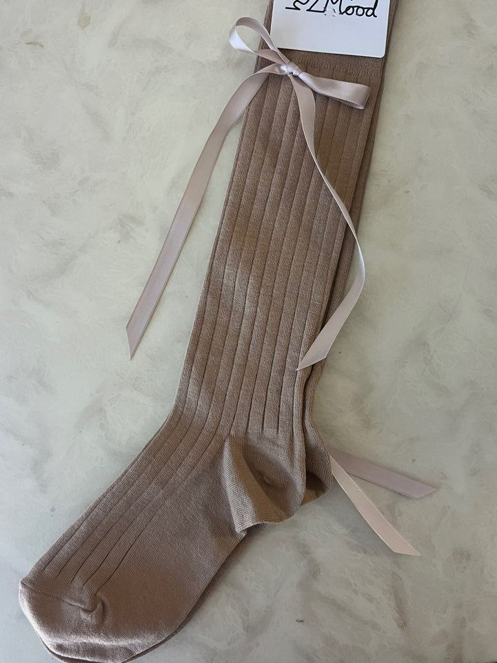 Balletcore ribbon long length knee Socks-Cotton, high Quality