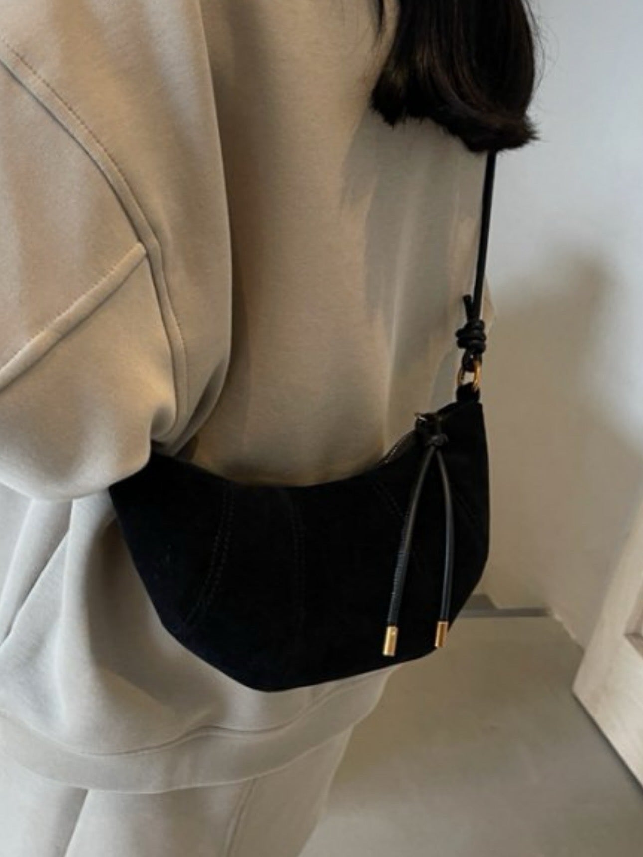 Autumn Suede Croissant Shoulder Bag