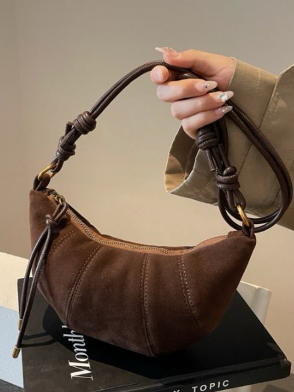Autumn Suede Croissant Shoulder Bag