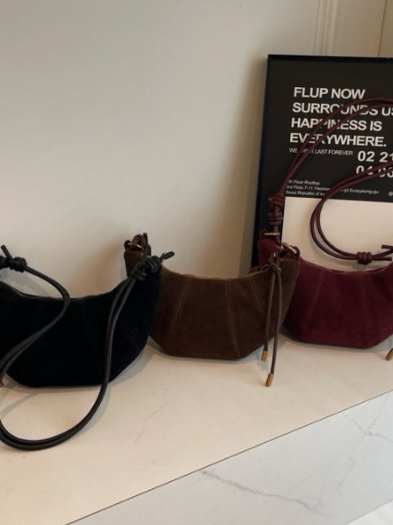 Autumn Suede Croissant Shoulder Bag