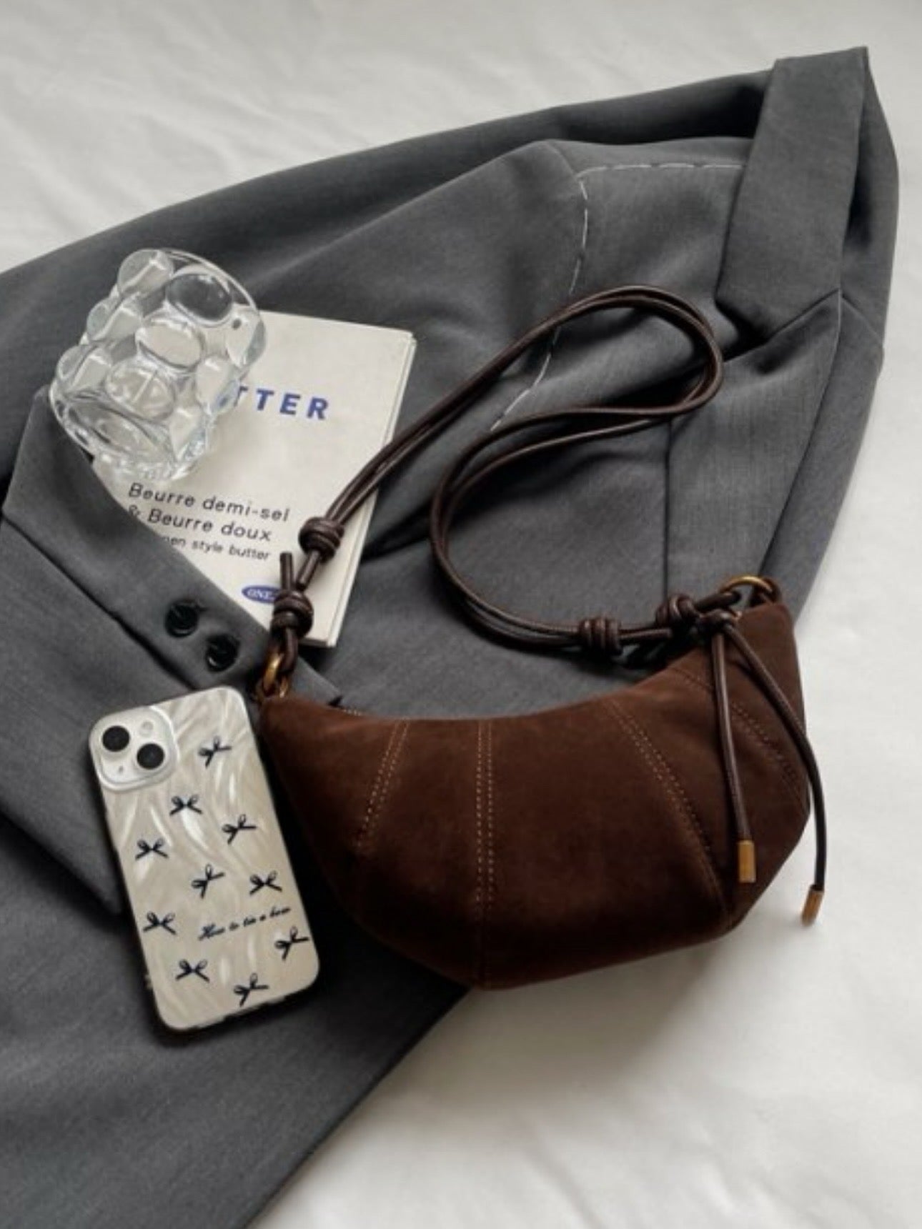 Autumn Suede Croissant Shoulder Bag