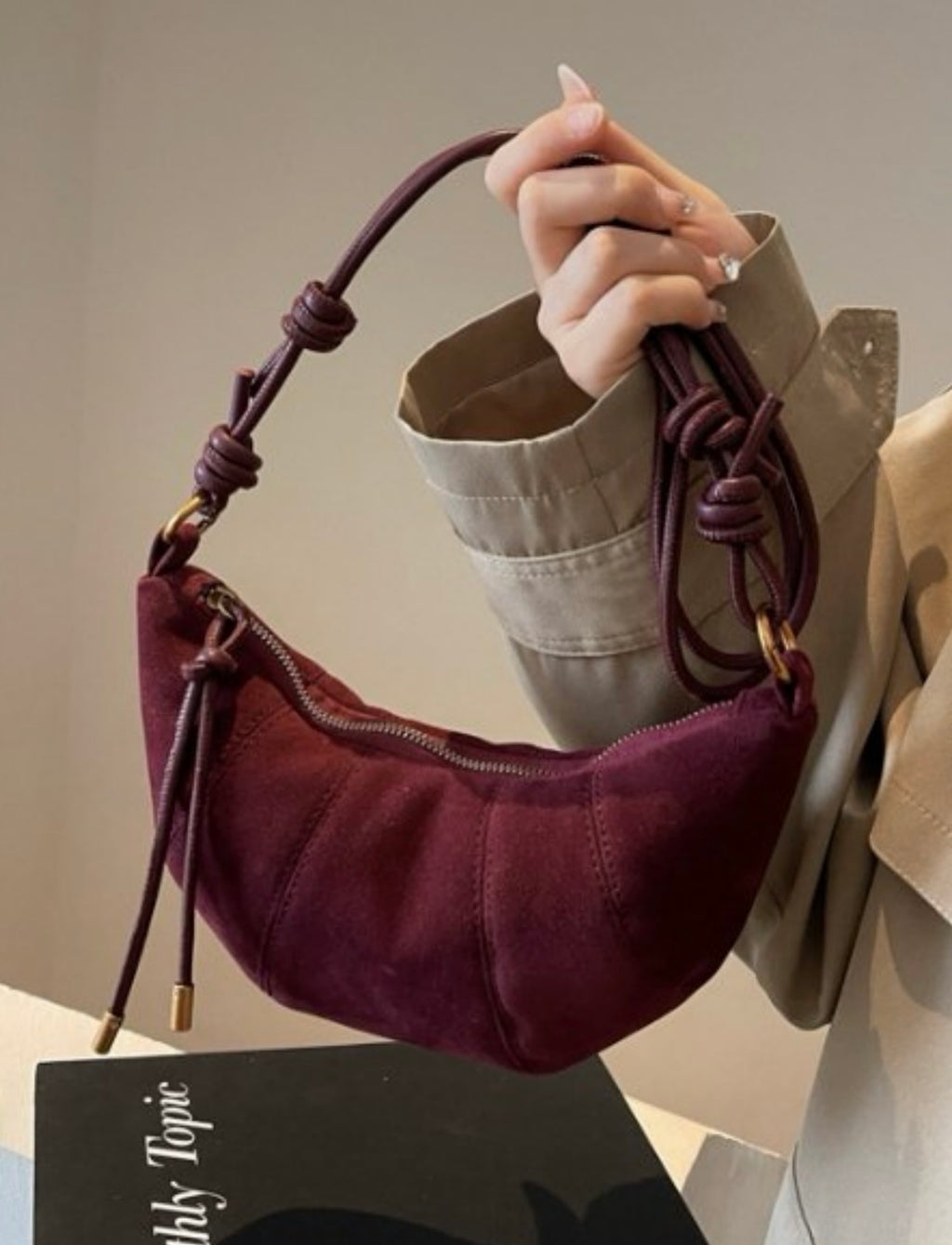 Autumn Suede Croissant Shoulder Bag