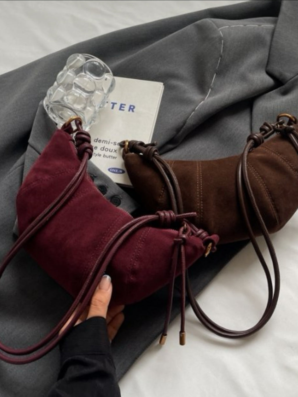 Autumn Suede Croissant Shoulder Bag