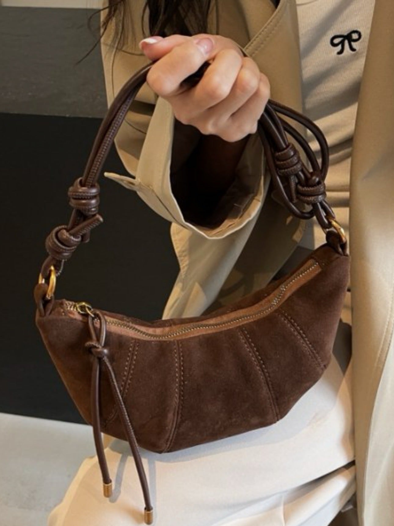 Autumn Suede Croissant Shoulder Bag