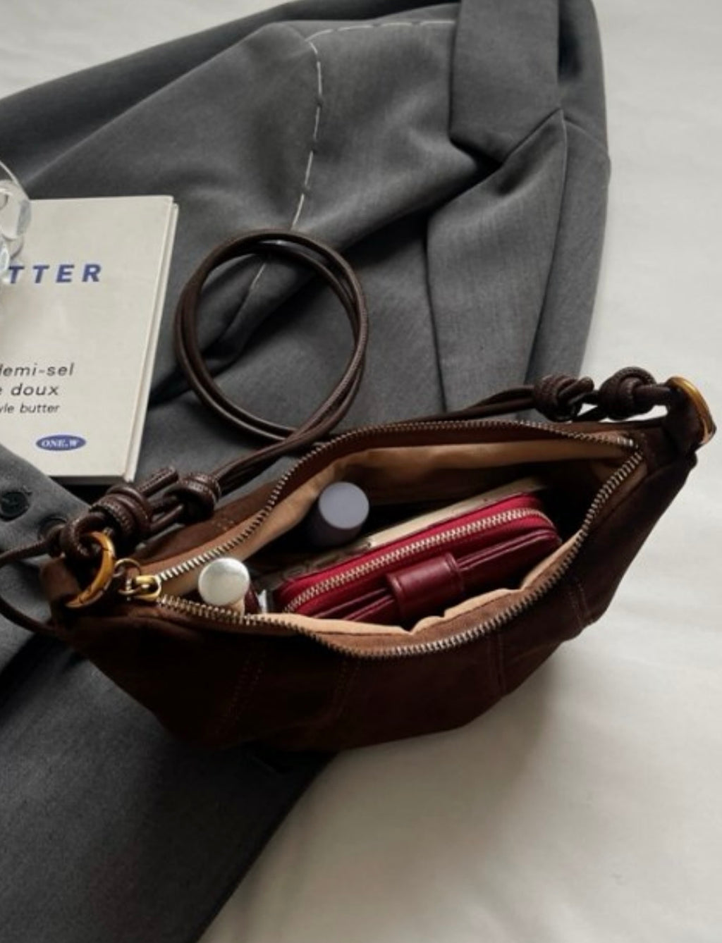 Autumn Suede Croissant Shoulder Bag