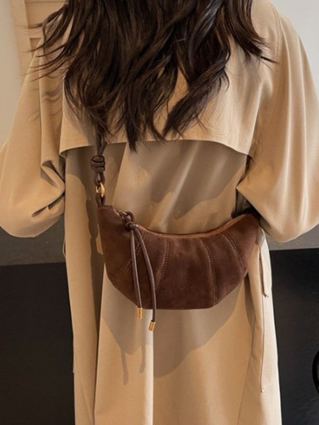 Autumn Suede Croissant Shoulder Bag