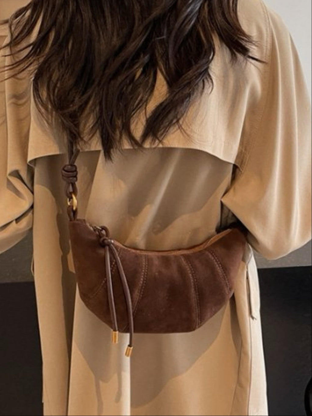 Autumn Suede Croissant Shoulder Bag