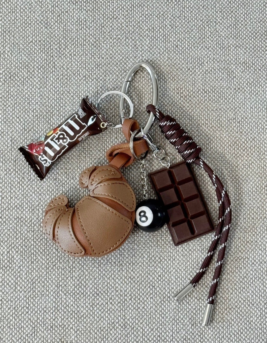 Handmade Croissant & Chocolate Bag Charm Keychain – Sweet Café Edition