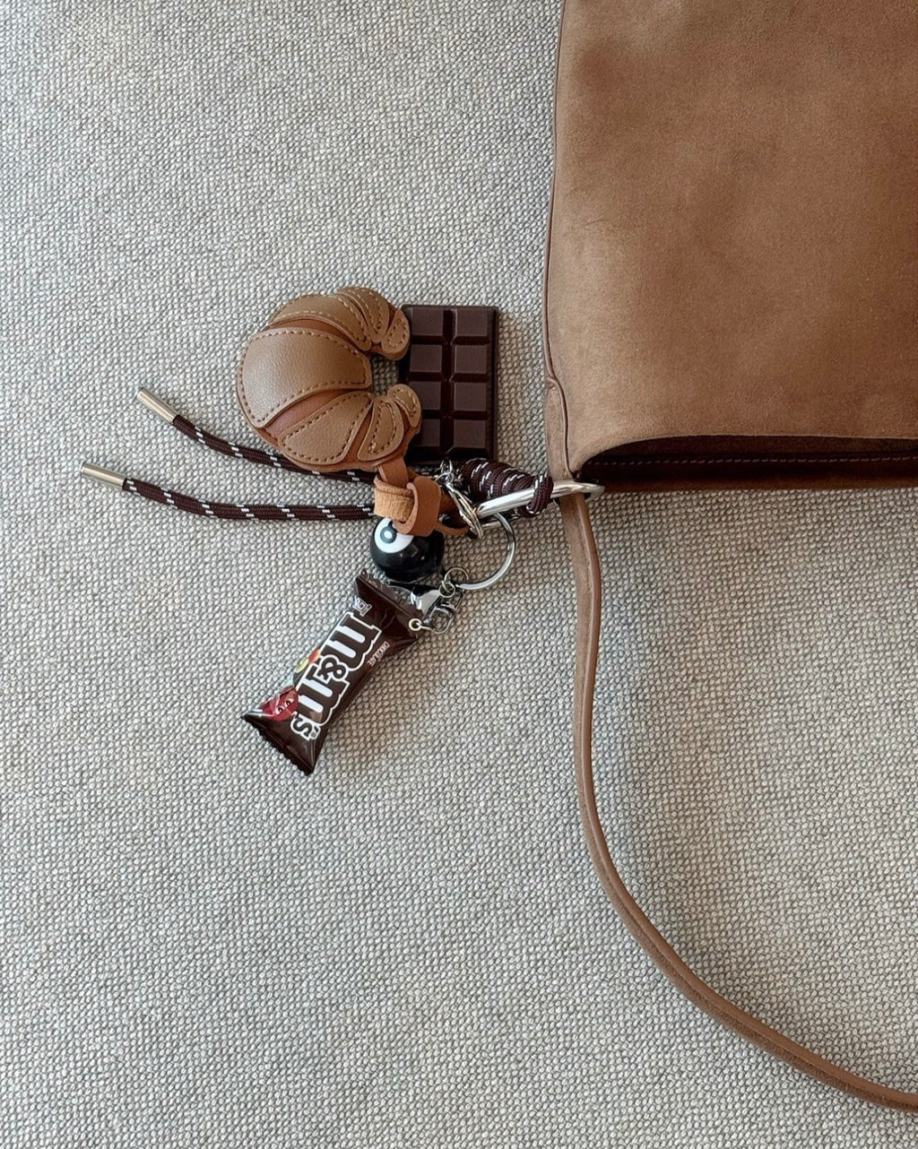 Handmade Croissant & Chocolate Bag Charm Keychain – Sweet Café Edition