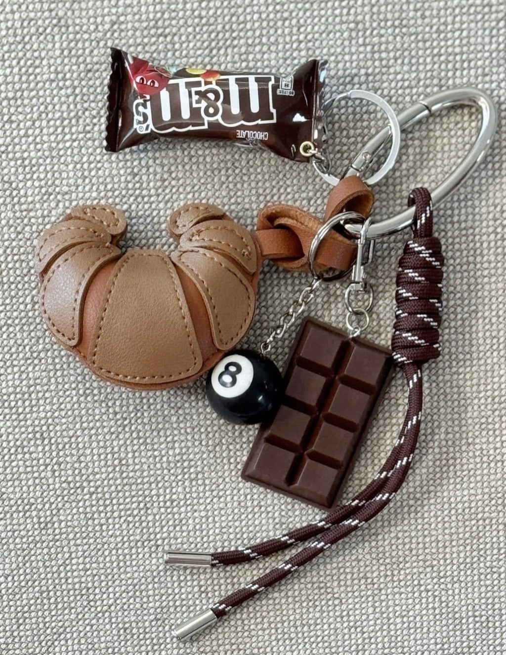 Handmade Croissant & Chocolate Bag Charm Keychain – Sweet Café Edition