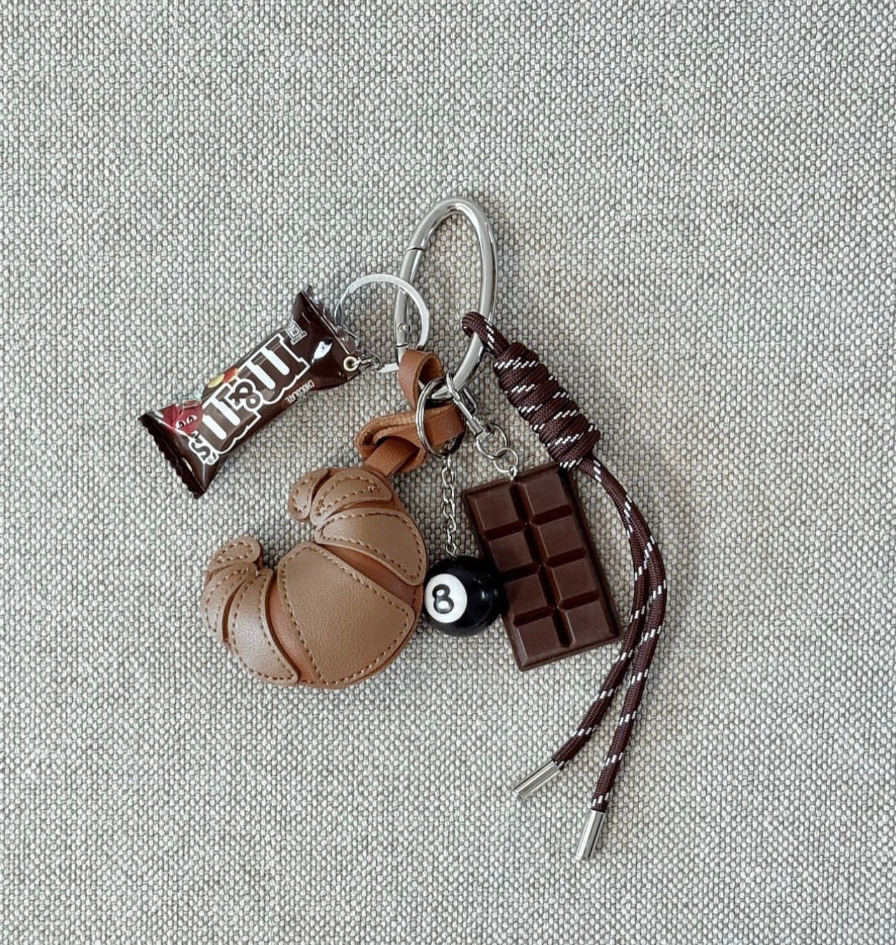 Handmade Croissant & Chocolate Bag Charm Keychain – Sweet Café Edition