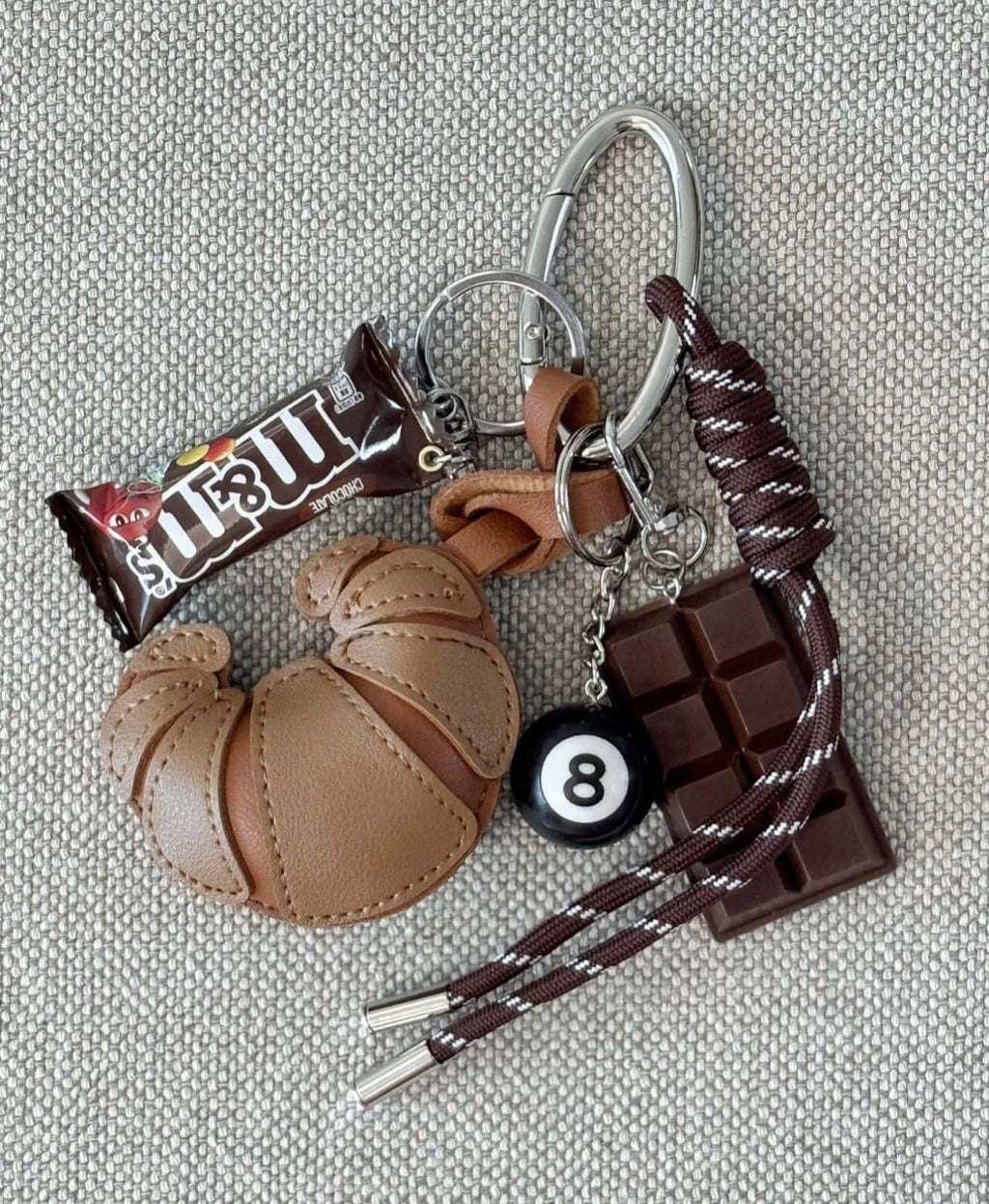 Handmade Croissant & Chocolate Bag Charm Keychain – Sweet Café Edition