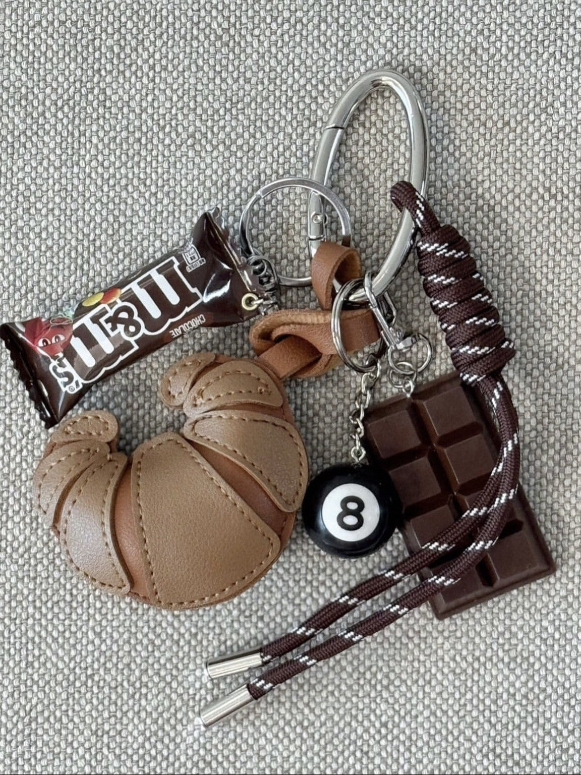 Handmade Croissant & Chocolate Bag Charm Keychain – Sweet Café Edition