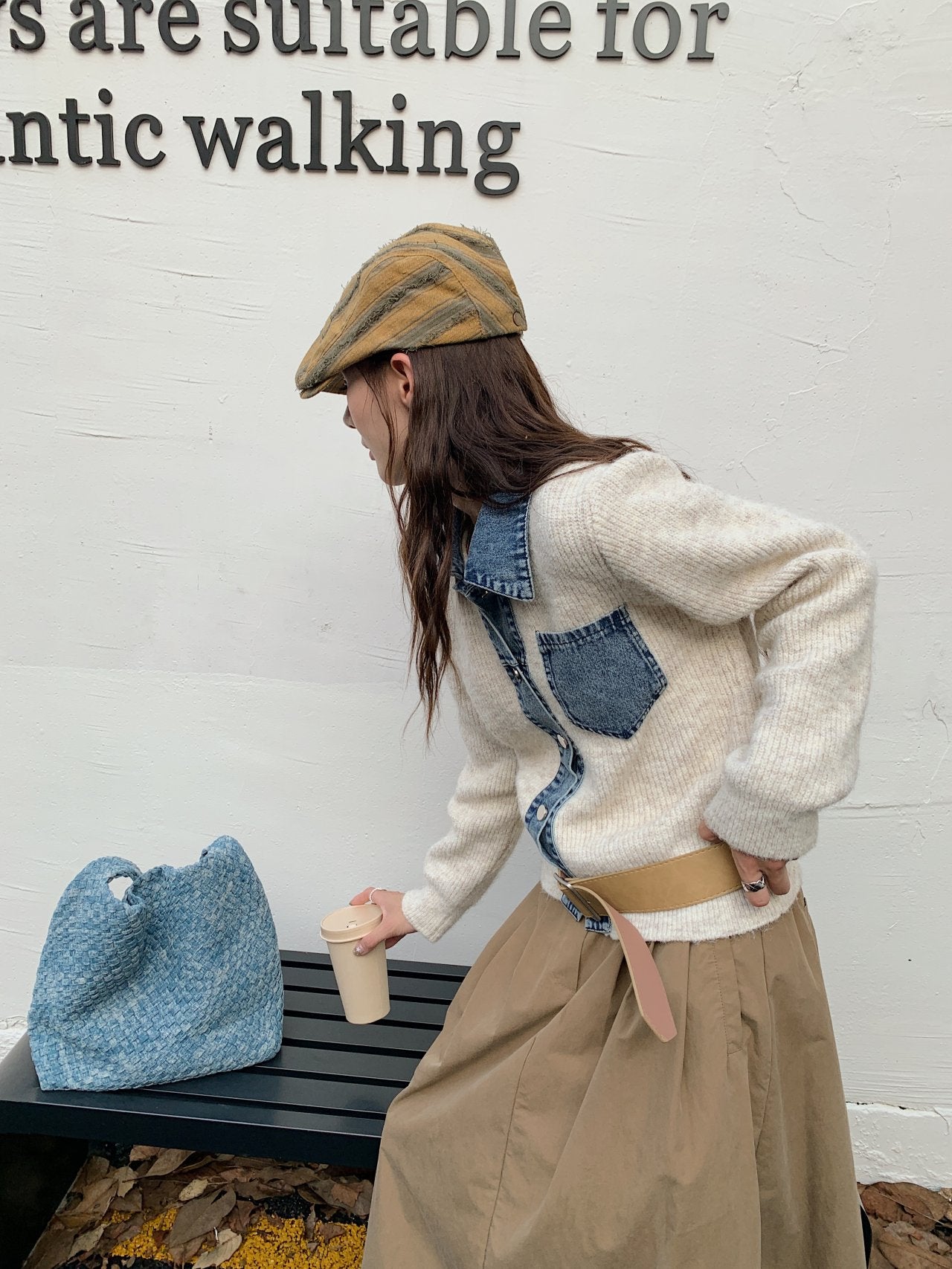 Denim Layered Pocket Knit Jacket