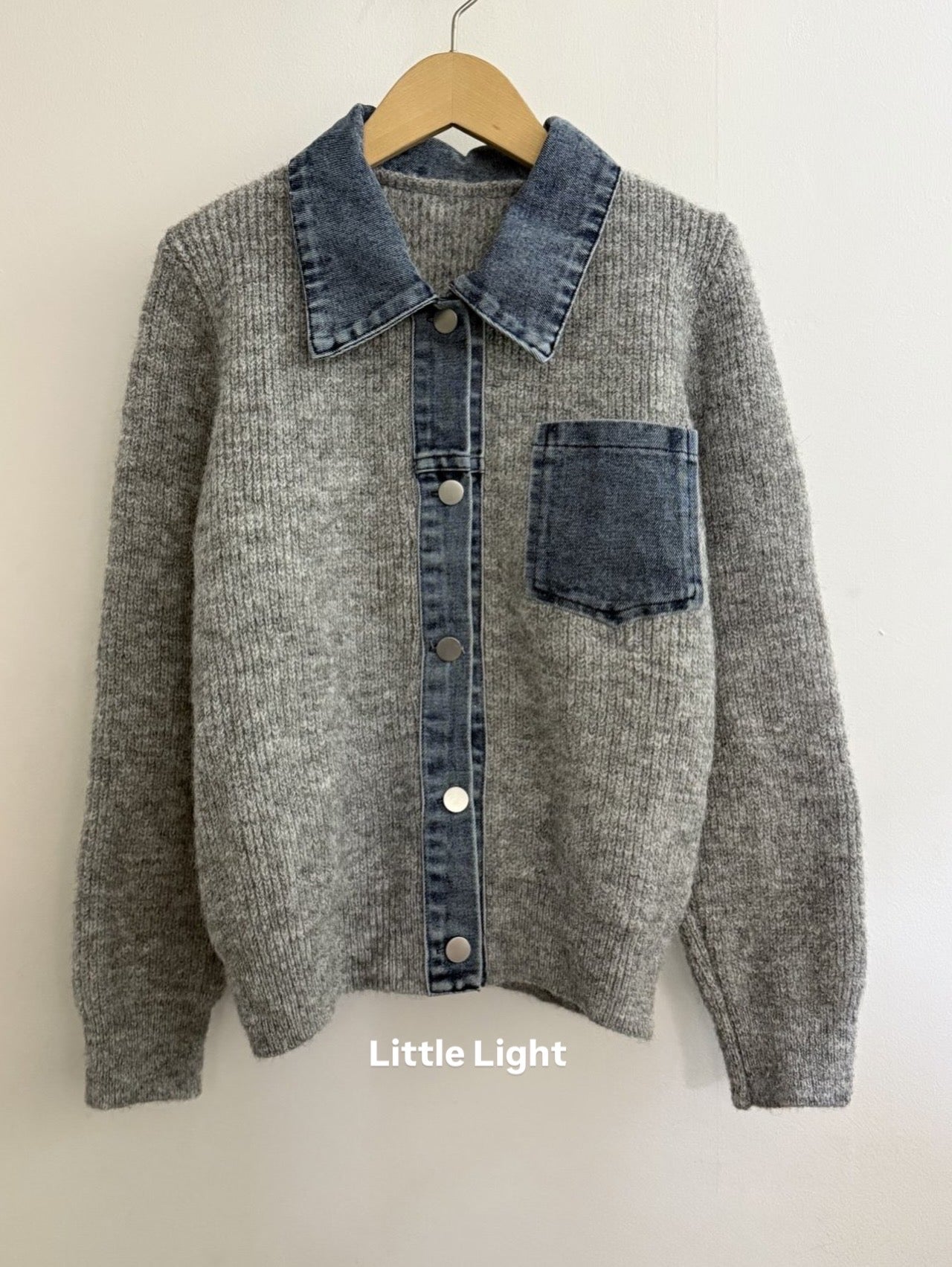 Denim Layered Pocket Knit Jacket