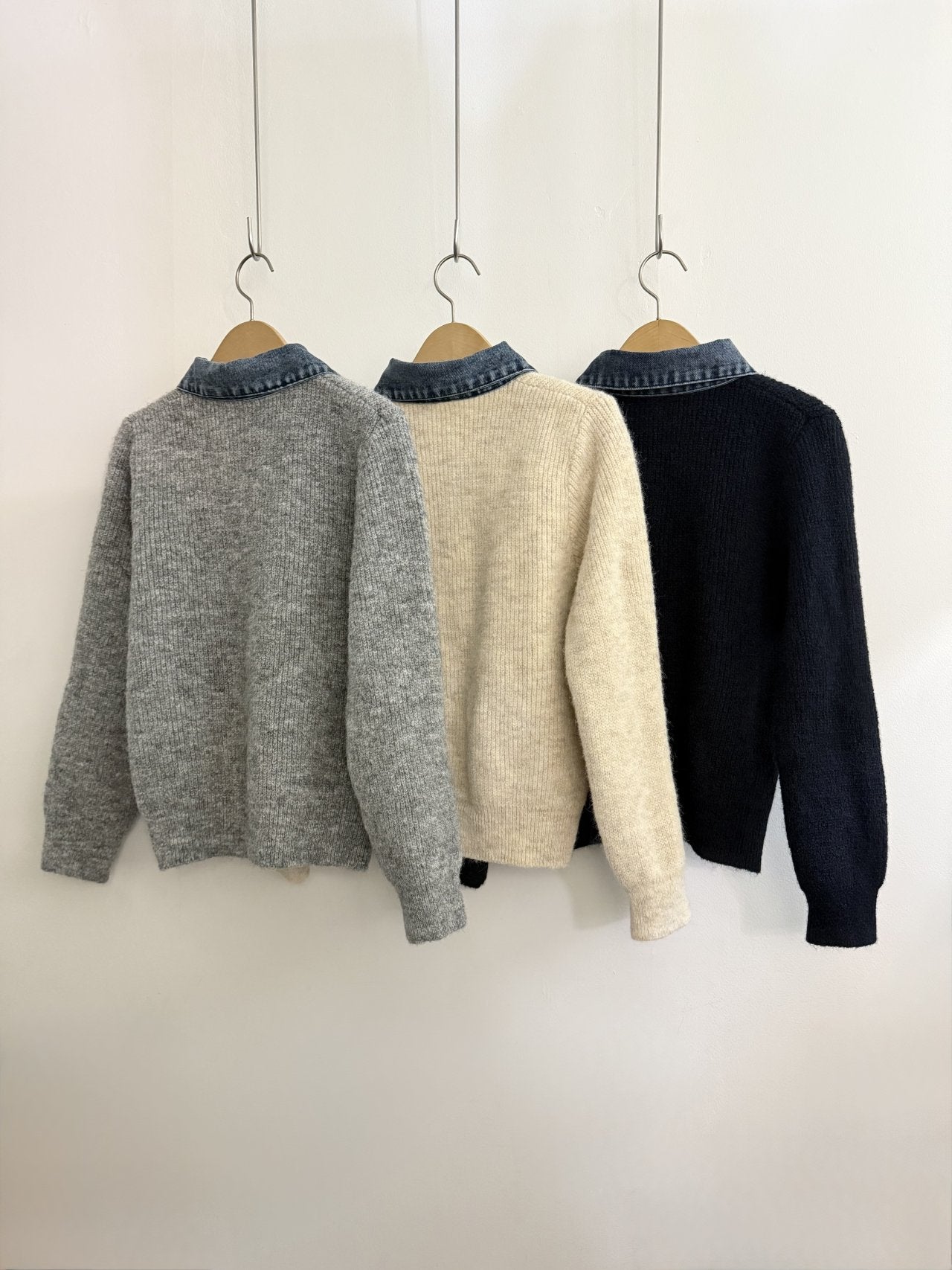 Denim Layered Pocket Knit Jacket