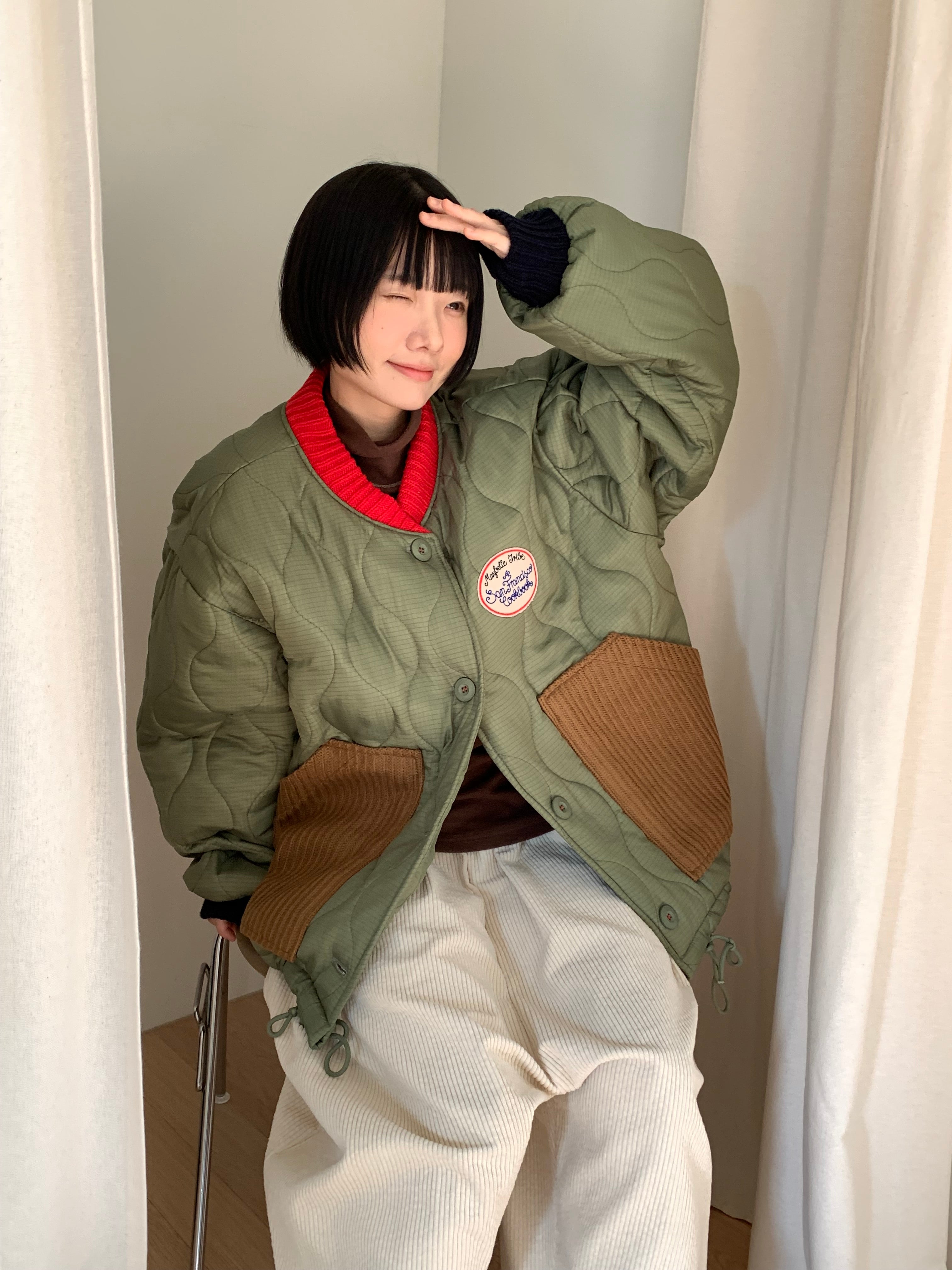 Quilted Patch Pocket Bomber Jacket