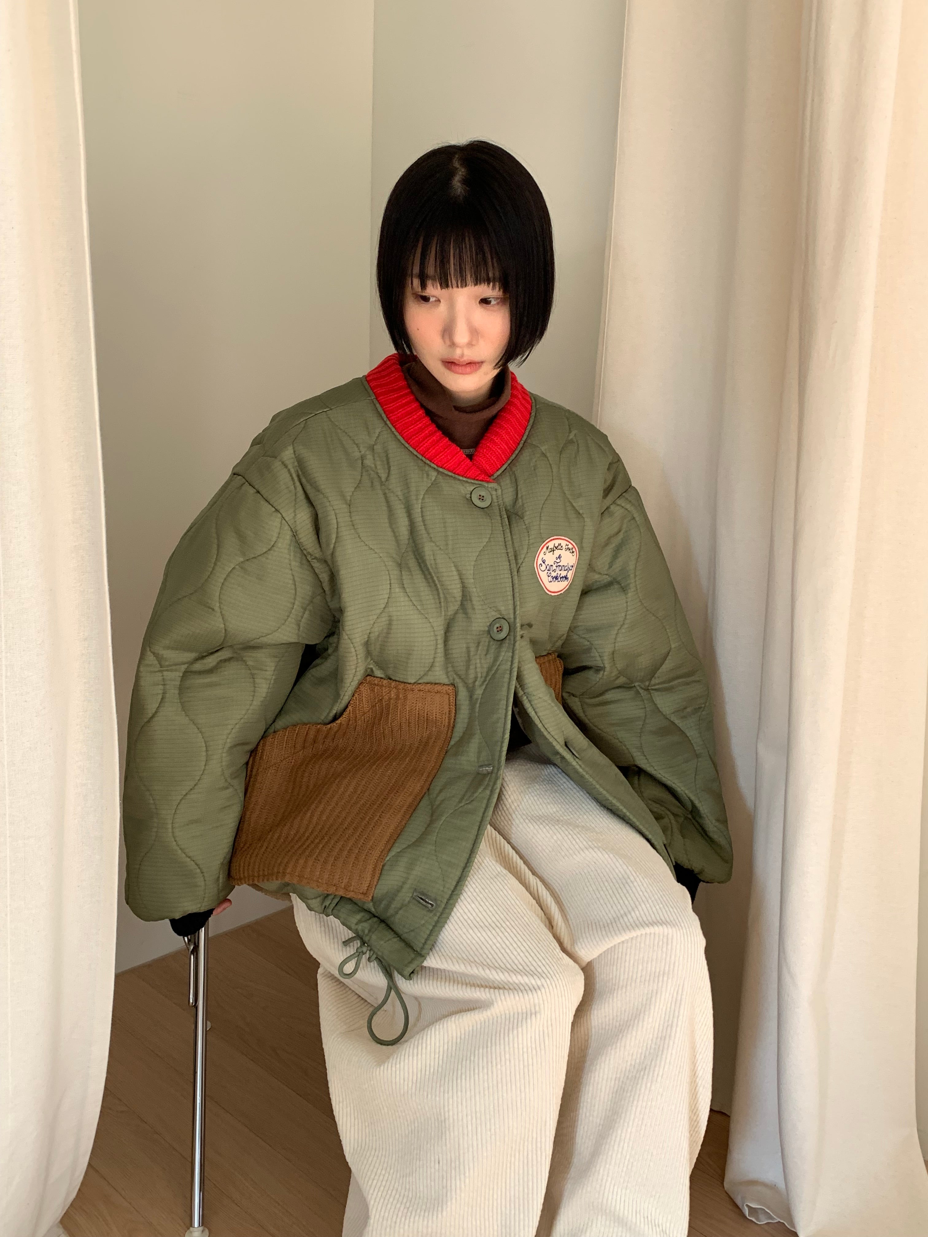 Quilted Patch Pocket Bomber Jacket