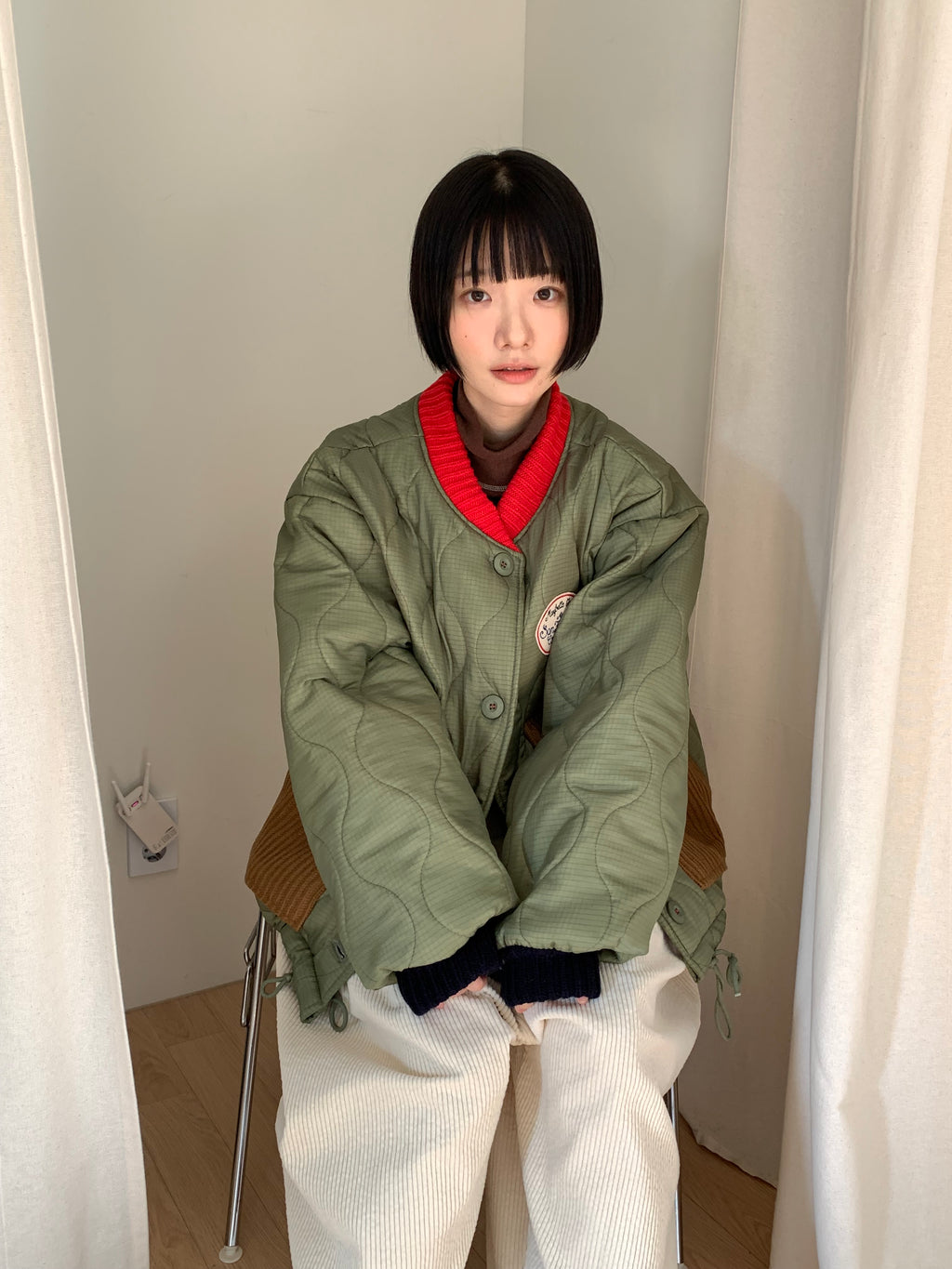 Quilted Patch Pocket Bomber Jacket