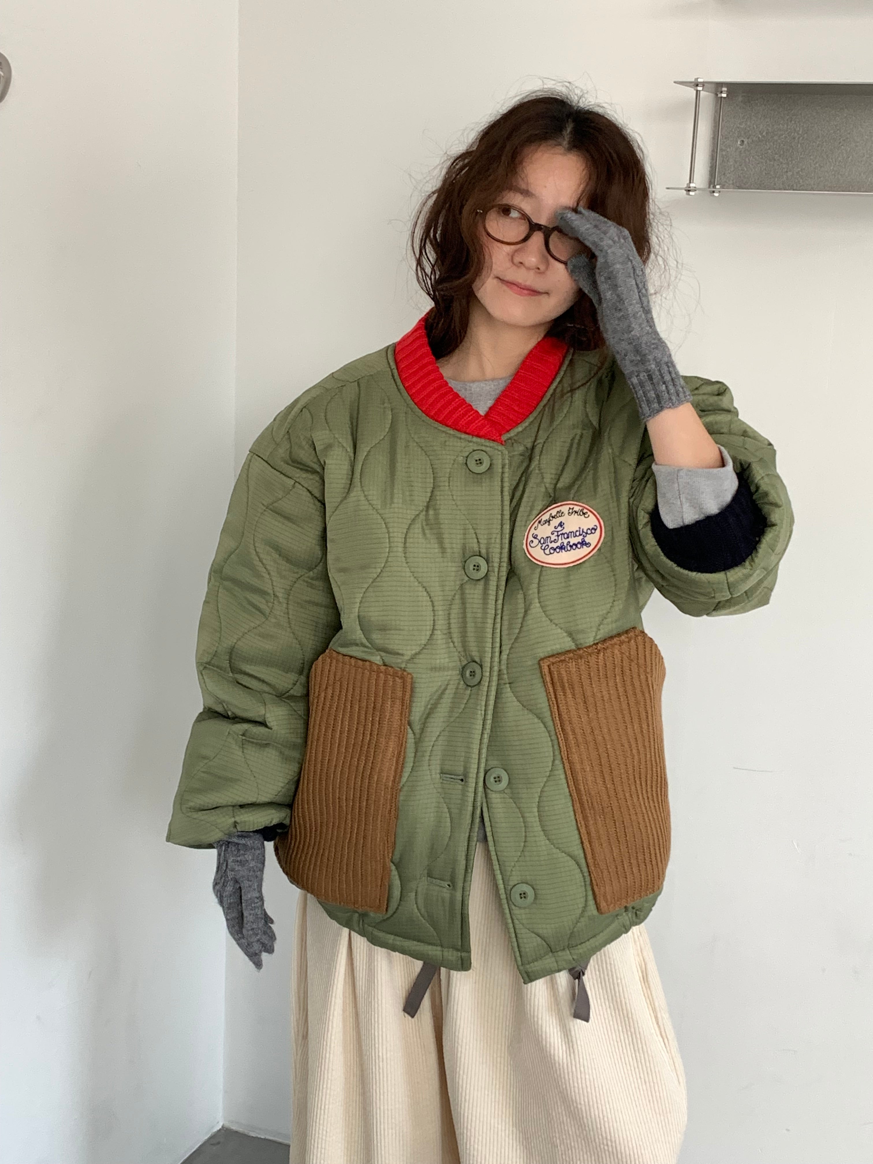 Quilted Patch Pocket Bomber Jacket