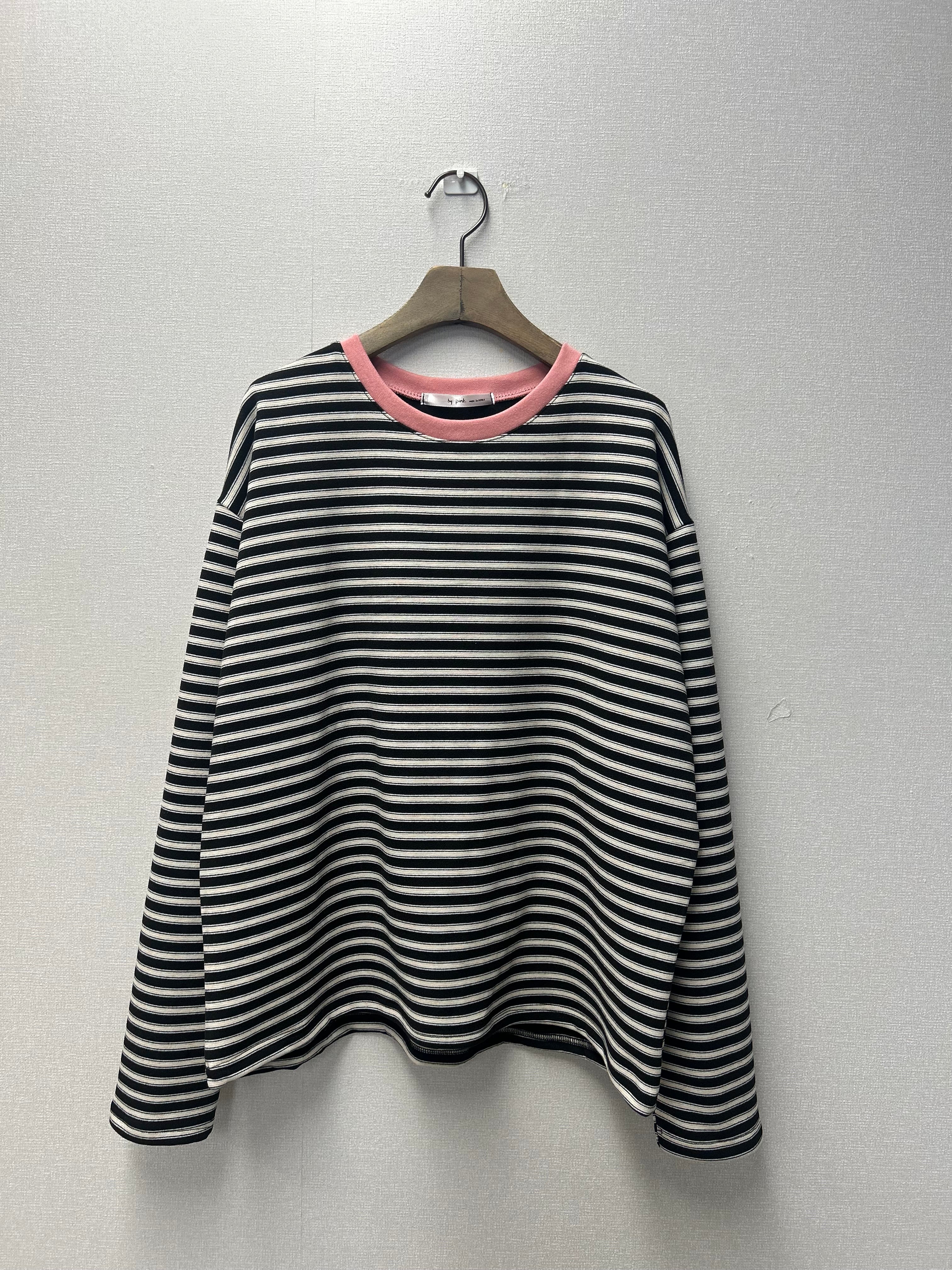 Soft Premium Cotton Stripe Mood Tee  Made in Korea