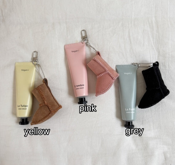 Winter Bootie Vegan Hand Cream Keychain Set Bag Charm